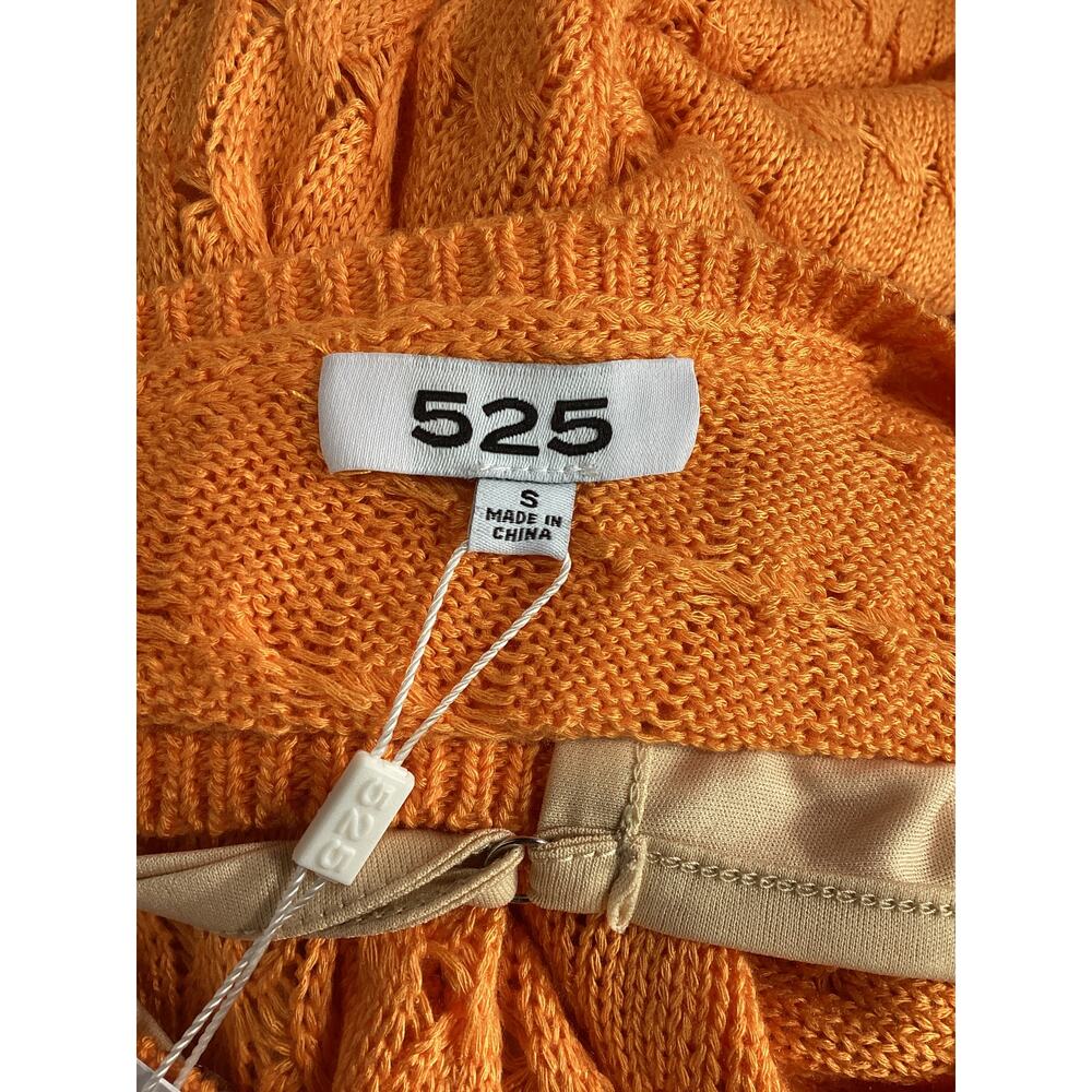 525 America Orange Asymmetrical Knit Midi Dress - Picture 4 of 4